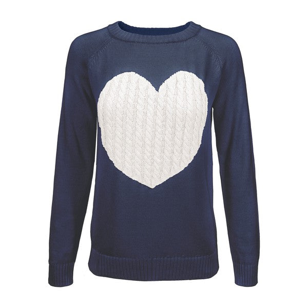 Love Heart ❤️ Jacquard Round Neck Pullover Sweater