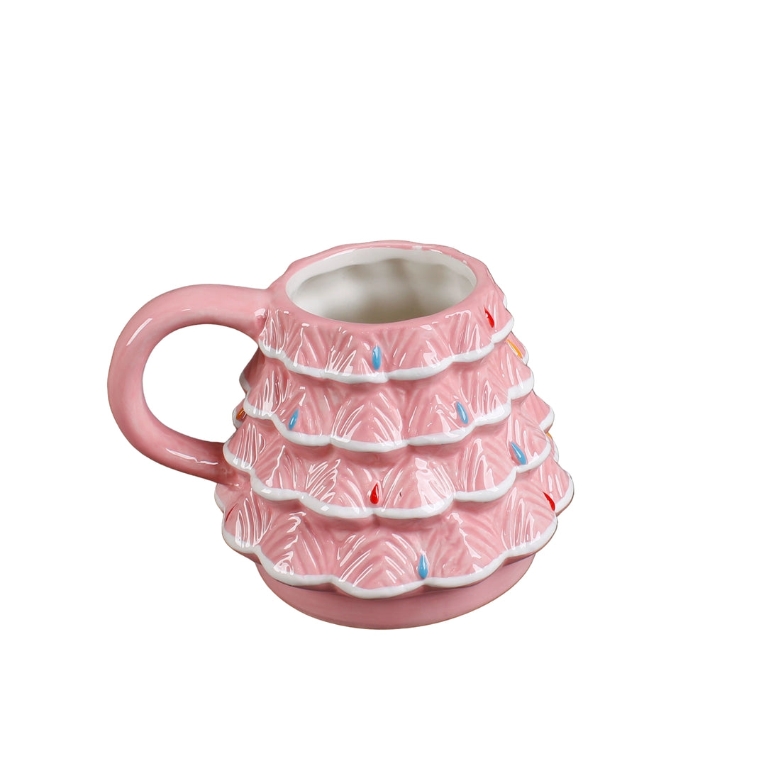 Pink Ceramic Christmas Tree Mug No Lid