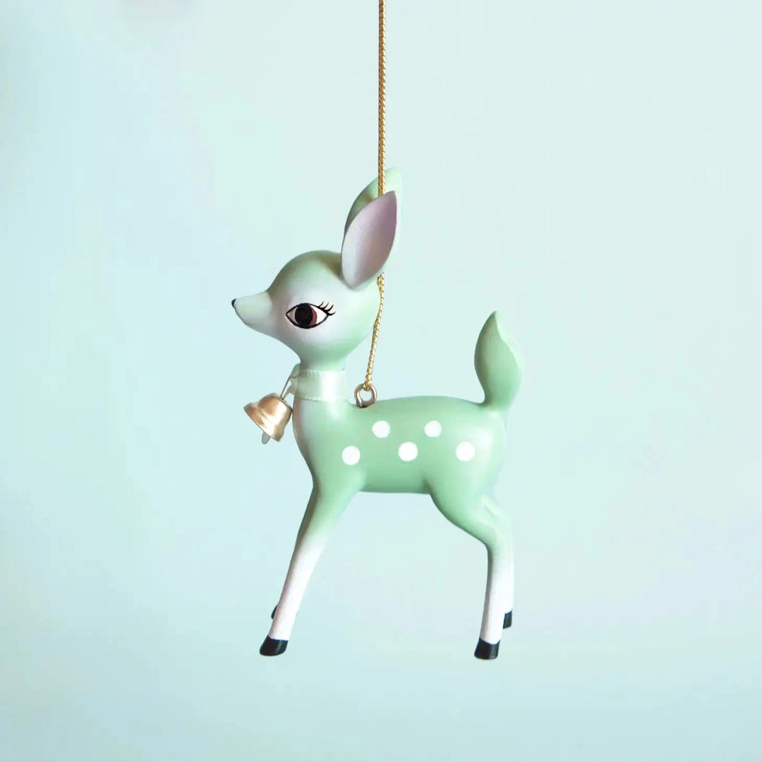 Holiday Retro Deer Ornament - Mint