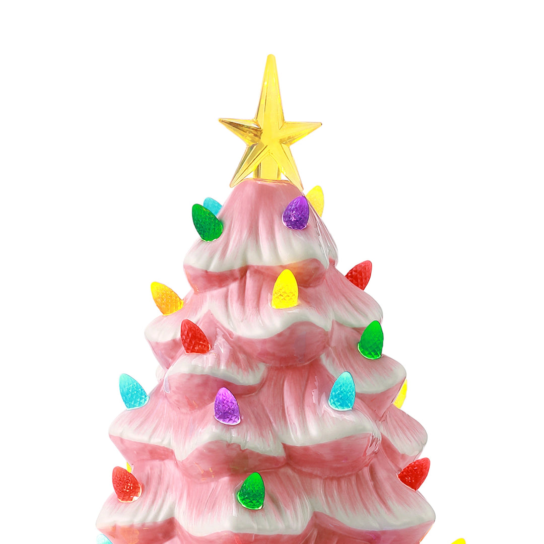 Pink Light Up Ceramic Christmas Tree