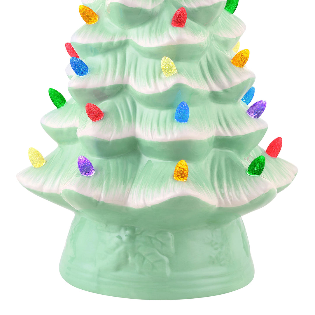 Seafoam Green Light Up Ceramic Christmas Tree