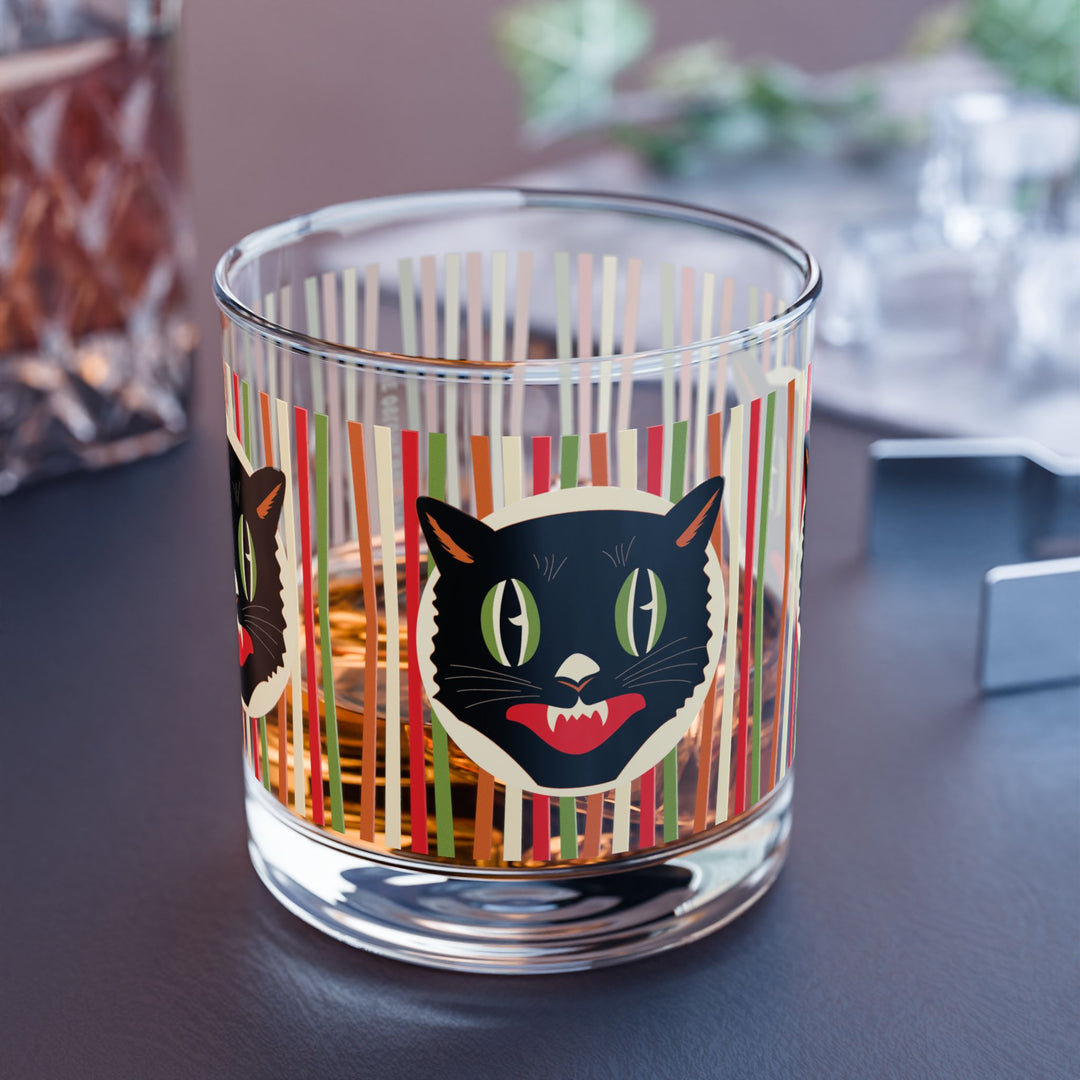 Haunted Holiday Halloween Cat Rocks Glass, 10oz