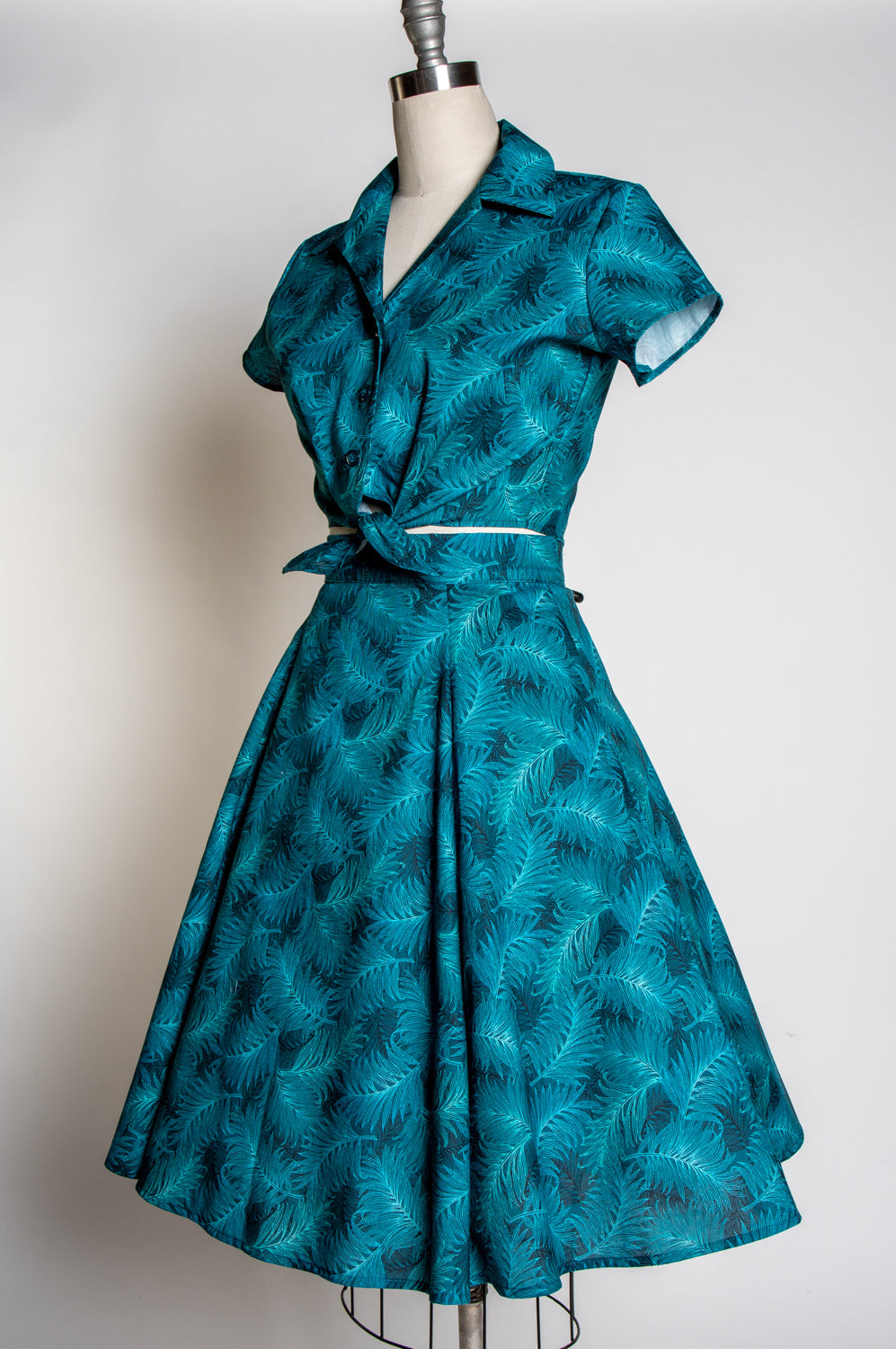 Twirl Skirt- Teal Ferns