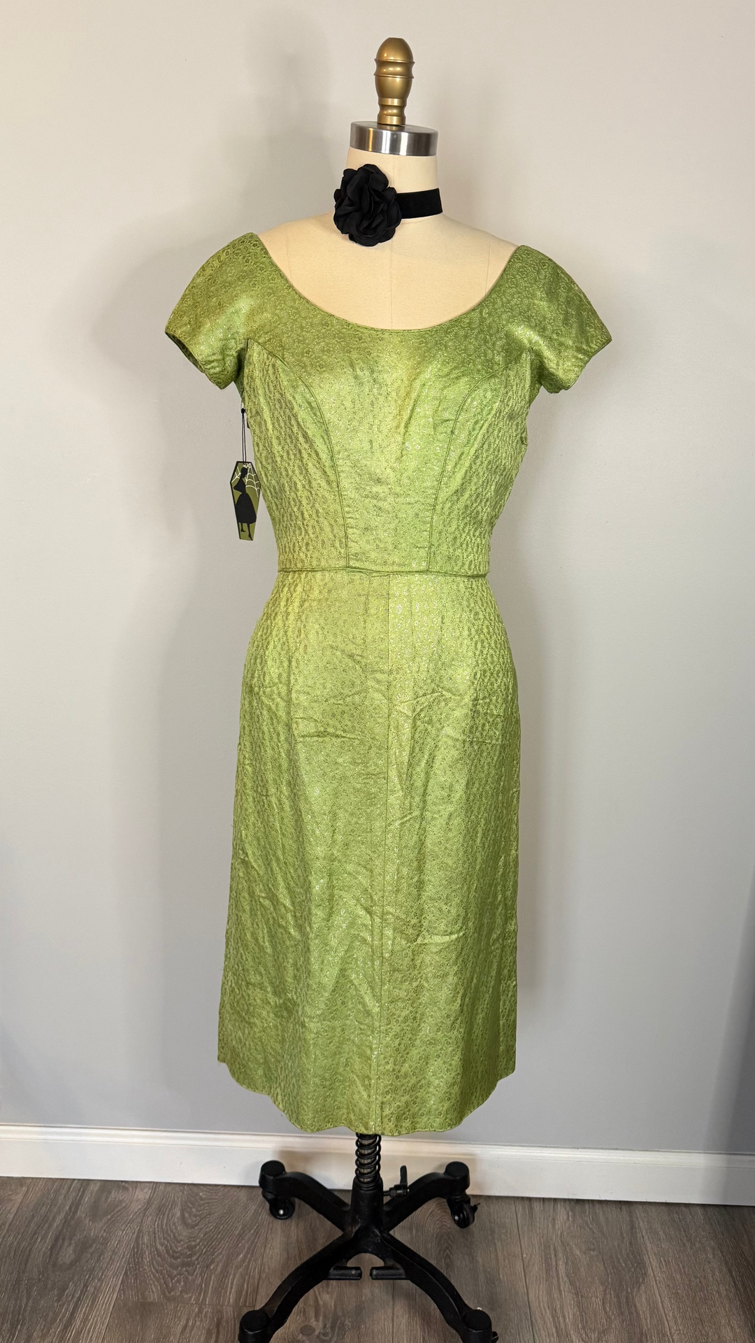 True Vintage Green With Envy Paisley Metallic Wiggle Dress - FINAL SALE