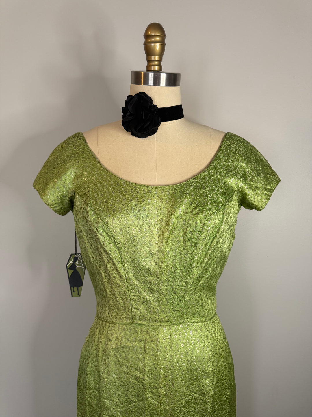True Vintage Green With Envy Paisley Metallic Wiggle Dress - FINAL SALE
