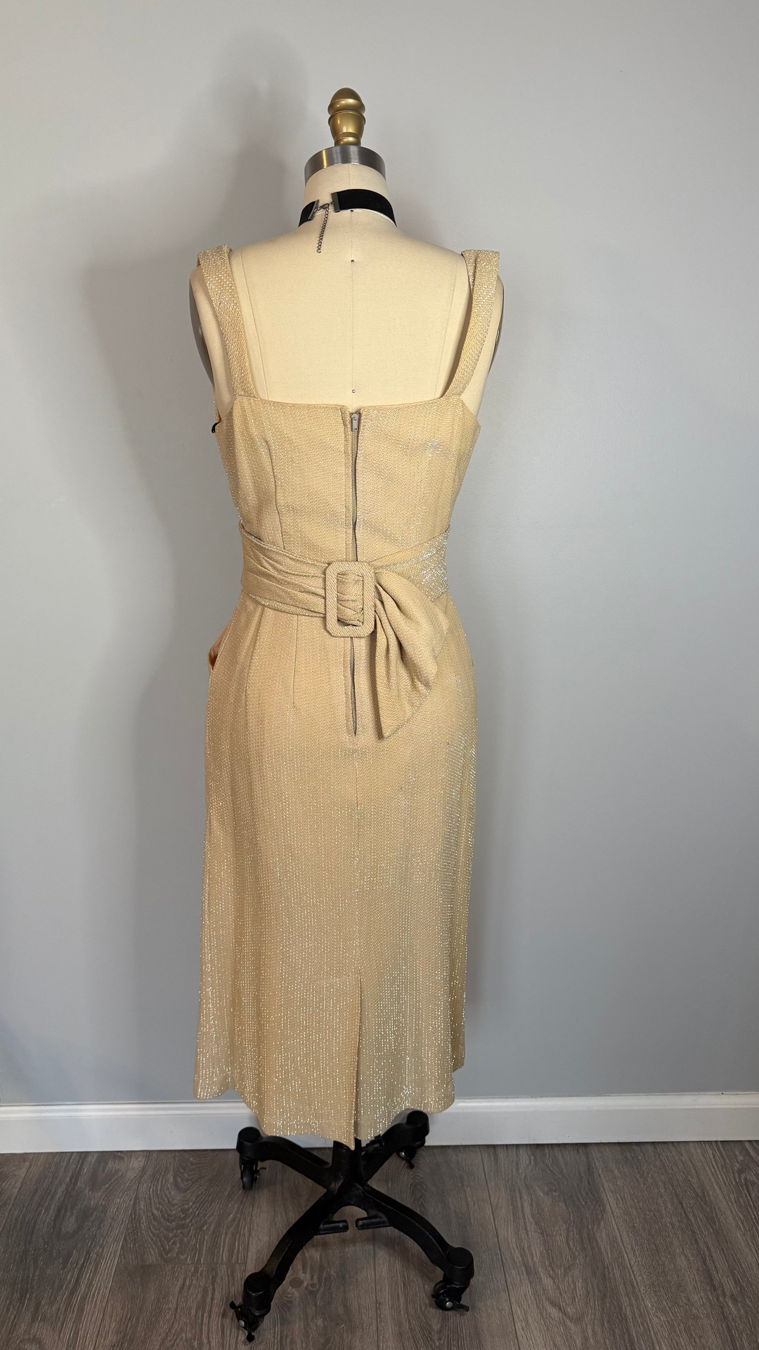 True Vintage Las Vegas Baby Champagne lurex Wiggle Dress - FINAL SALE