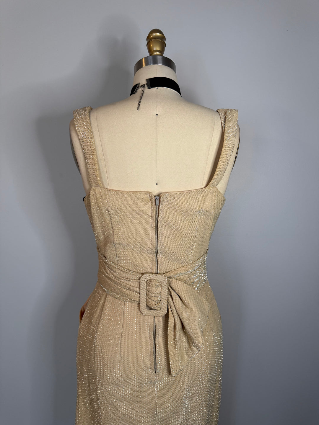 True Vintage Las Vegas Baby Champagne lurex Wiggle Dress - FINAL SALE