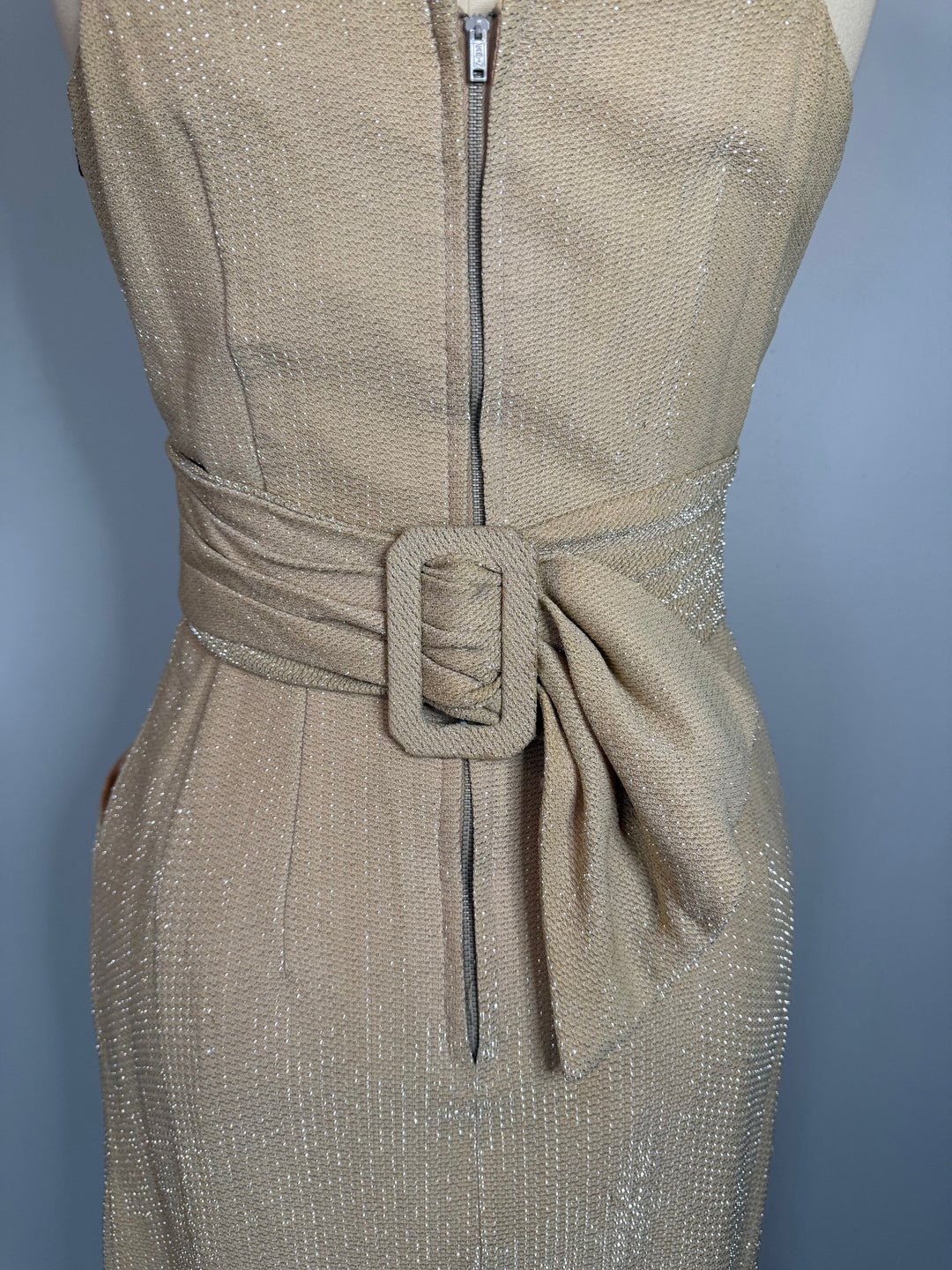 True Vintage Las Vegas Baby Champagne lurex Wiggle Dress - FINAL SALE