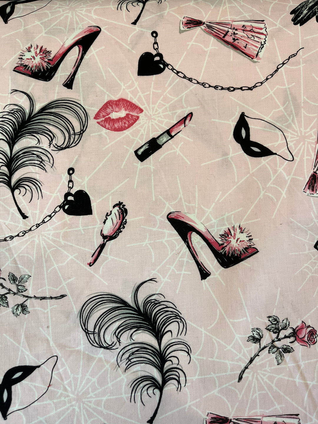 Michael Miller Peignior print by Gertie in pink Cotton Fabric by the yard