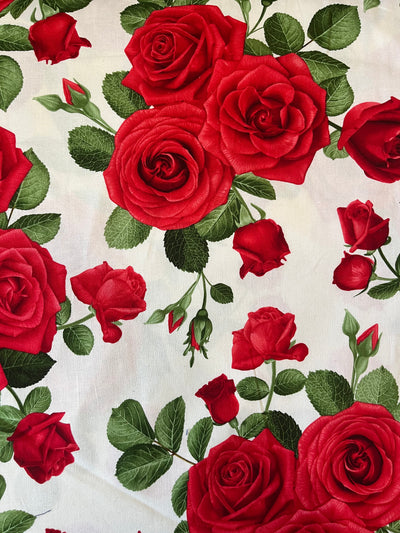Timeless Treasures Big Red Roses Cotton Fabric by the yard