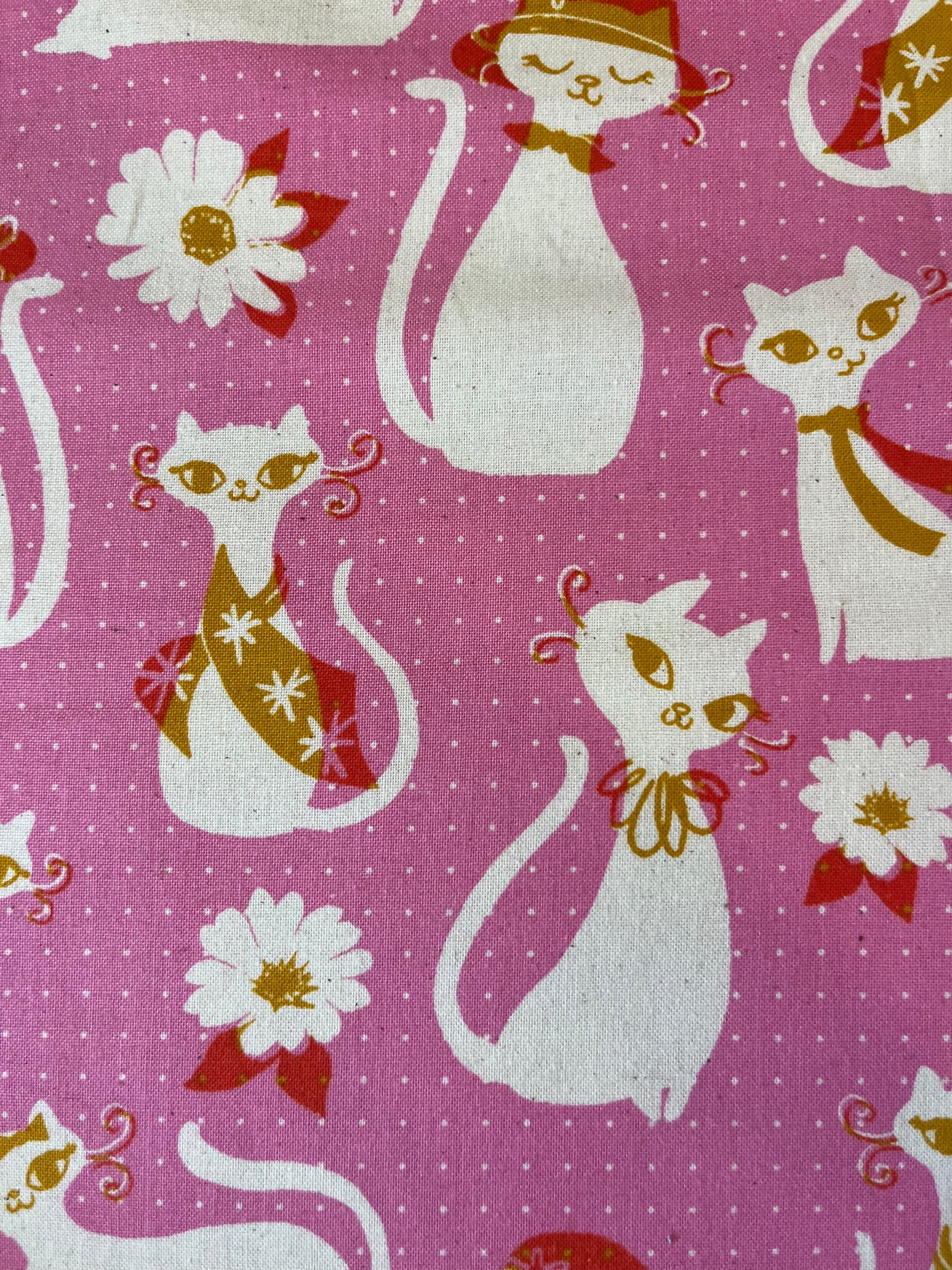 Cotton + Steel Polka Dot fabric with Cats Cotton Fabric by the yard