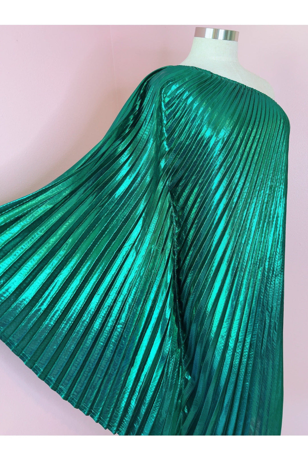 Vibrant Green Metallic One Shoulder Designer Dress