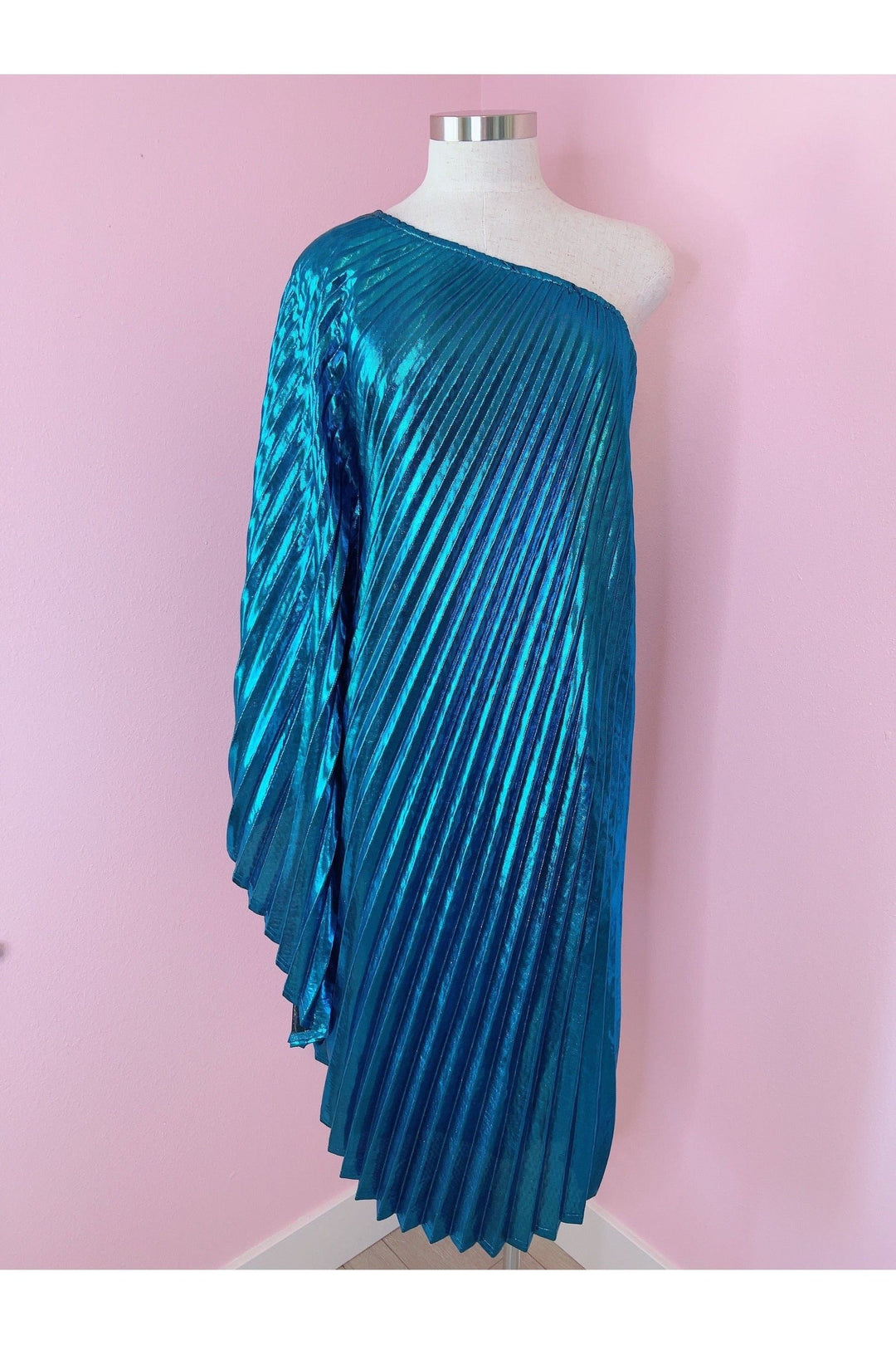 *SALE* Vibrant Blue Metallic One Shoulder Designer Dress