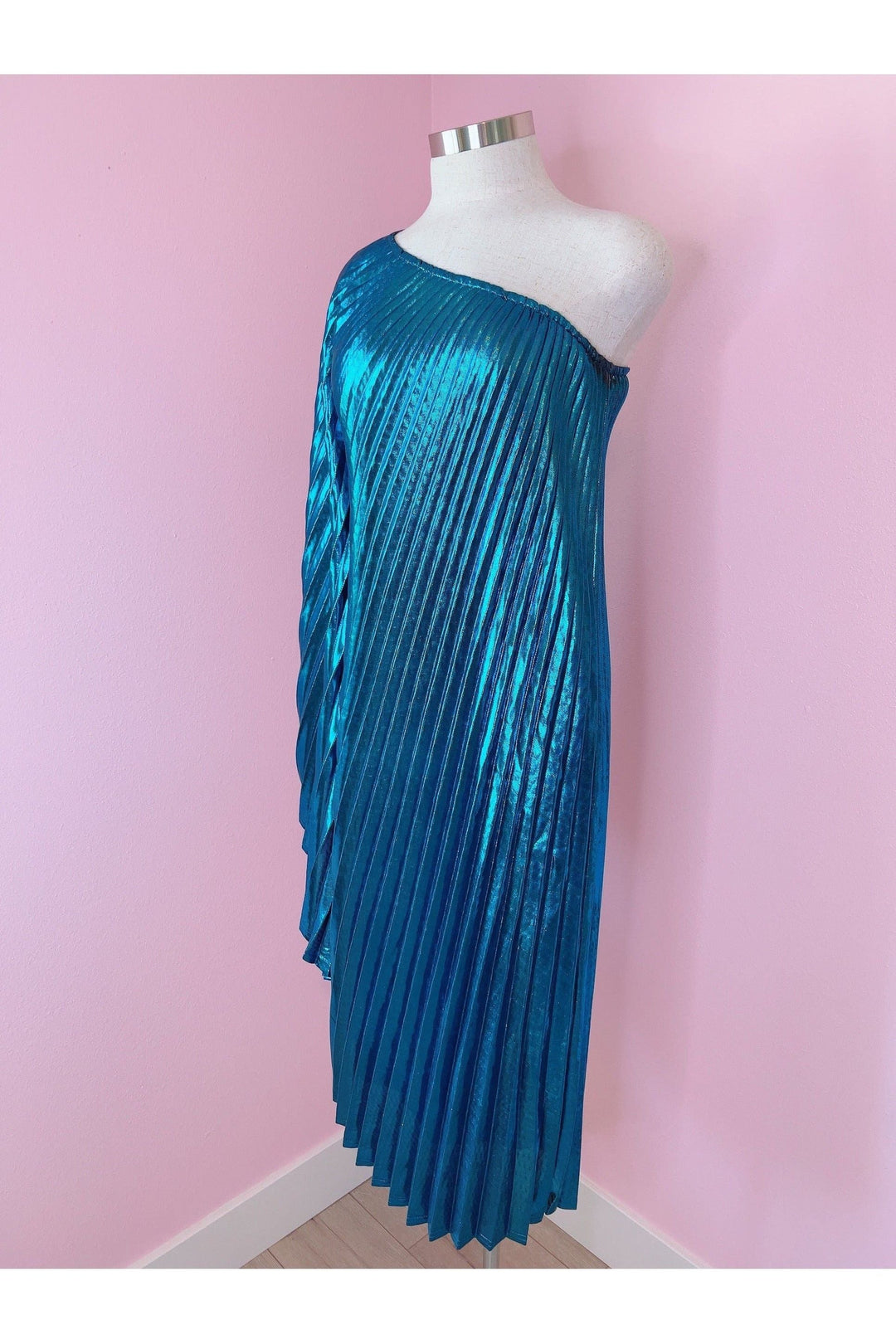 *SALE* Vibrant Blue Metallic One Shoulder Designer Dress