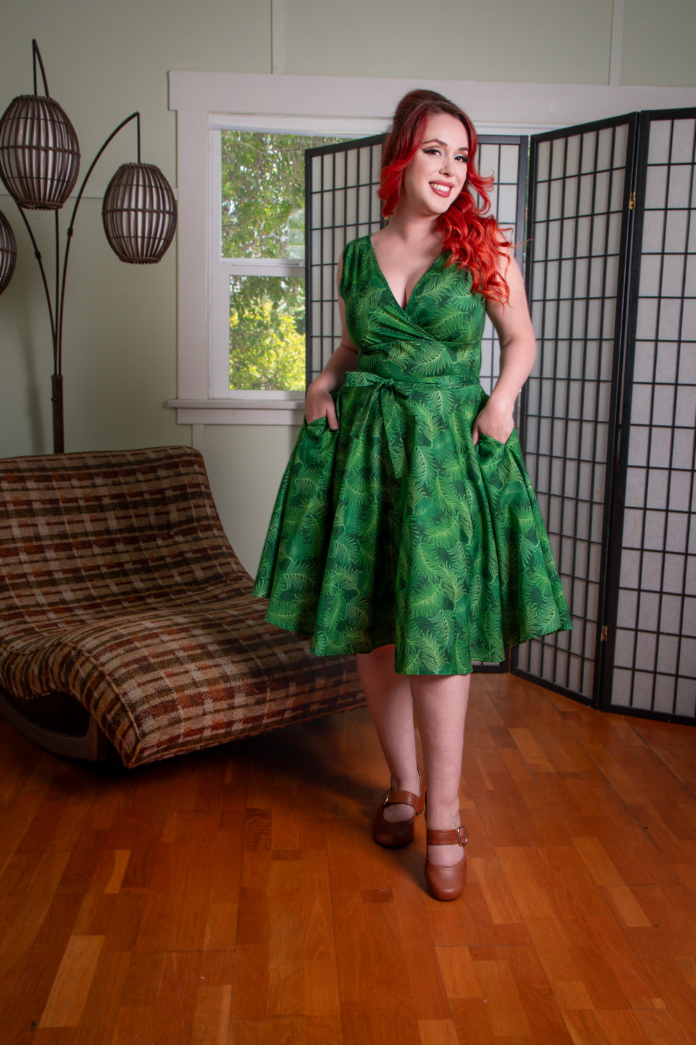 Serena Swing Dress- Green Ferns