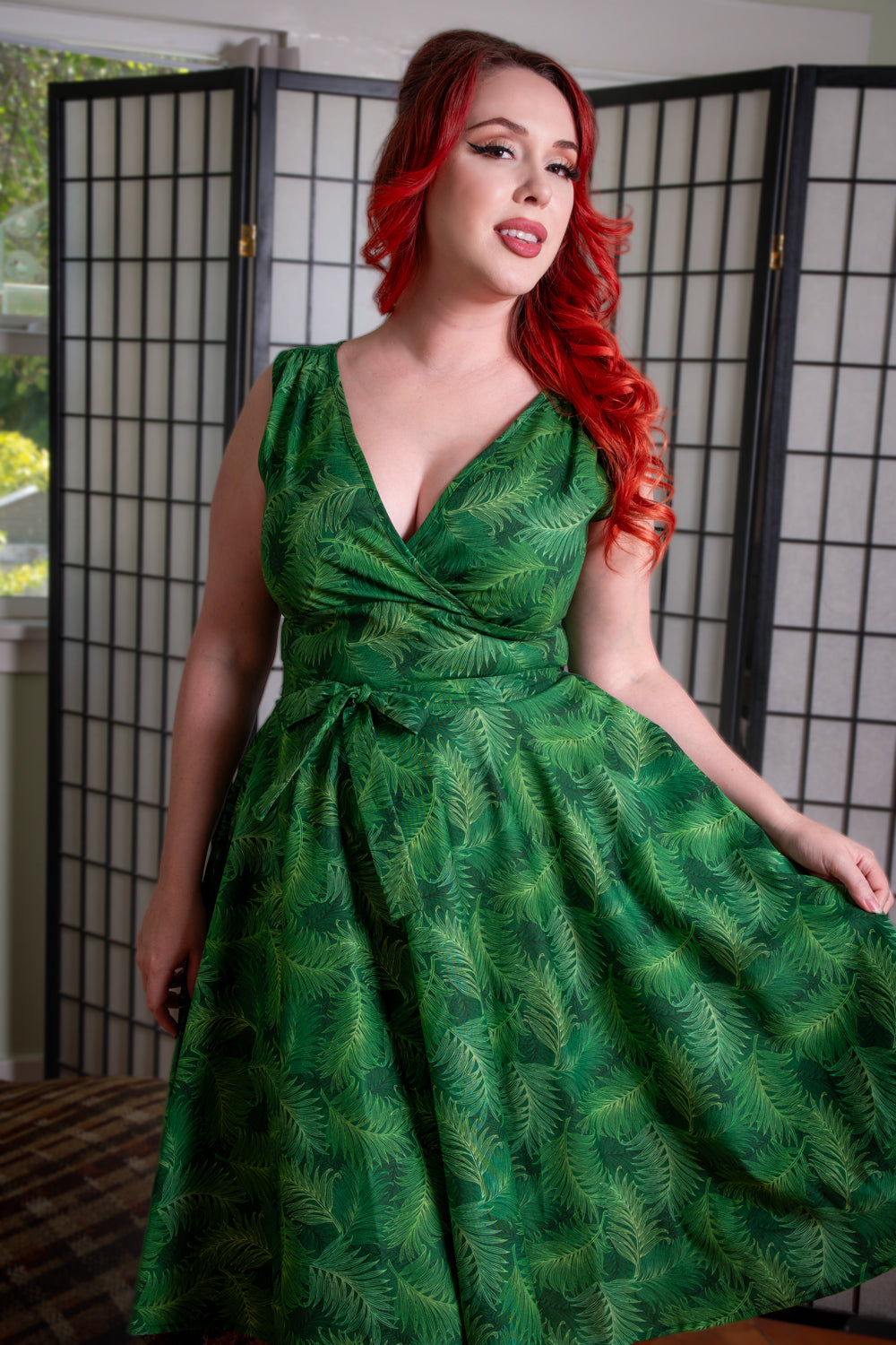 Serena Swing Dress- Green Ferns