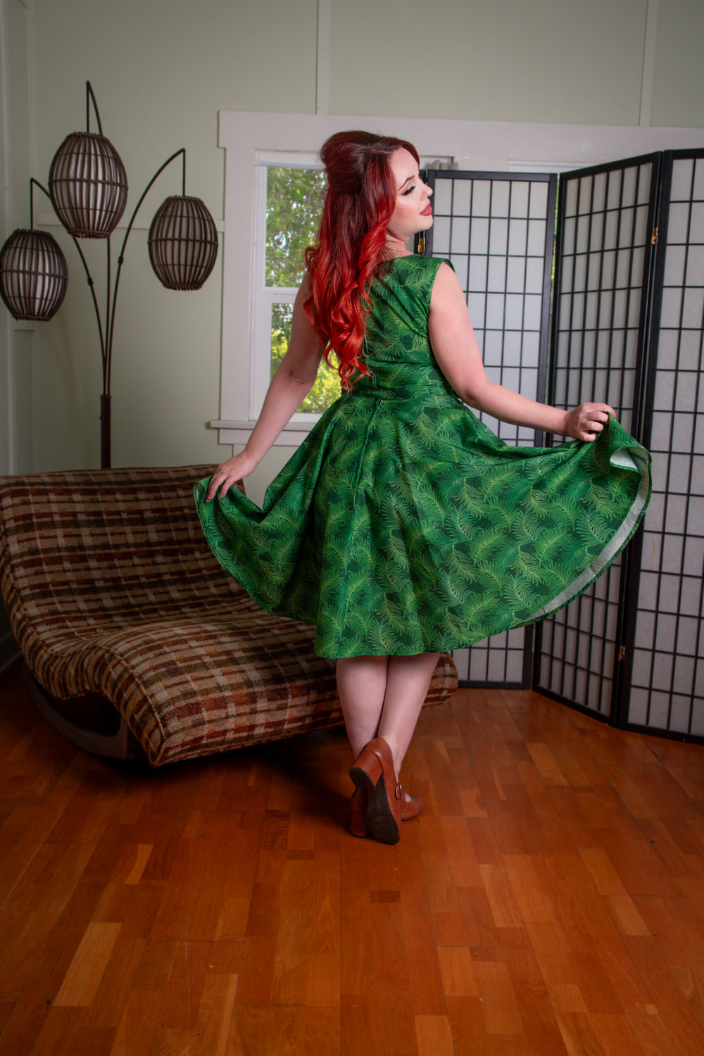 Serena Swing Dress- Green Ferns