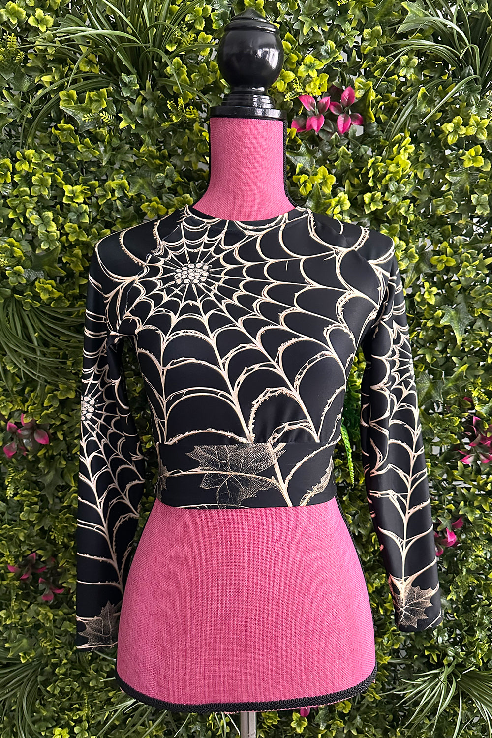 Vintage Webs Long Sleeve Crop Top