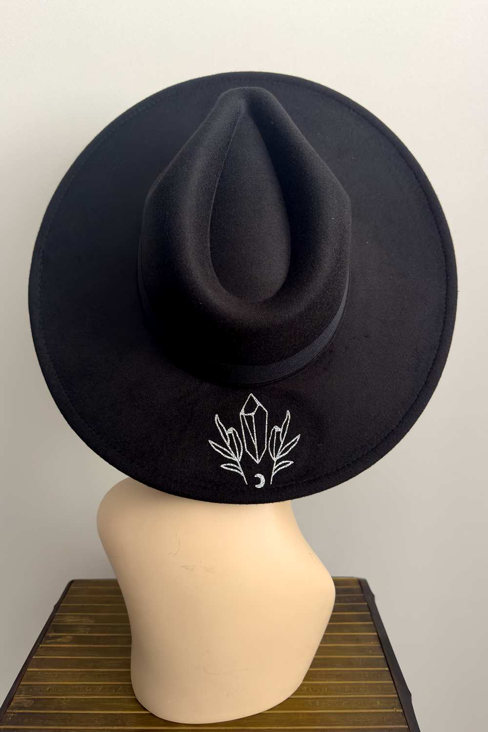 Moon Phase and Crystals Wide Brim Hat
