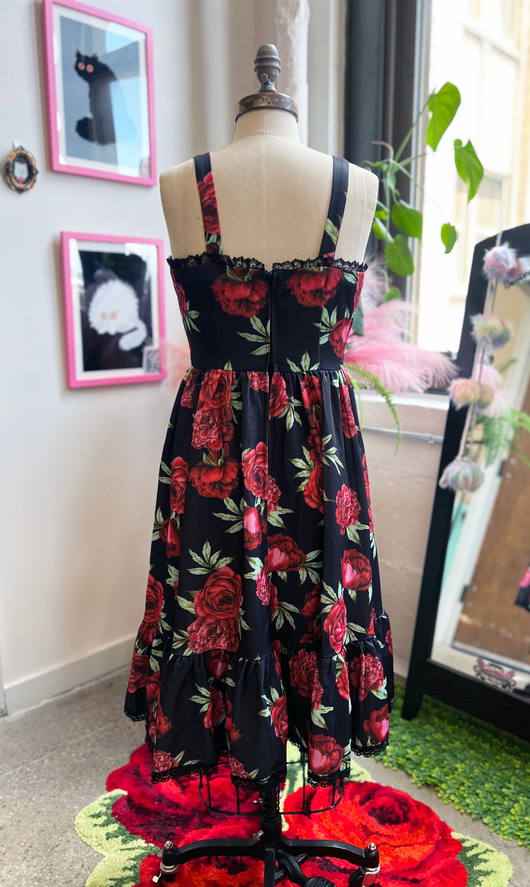 Heidi Swing Dress in Red Floral Print