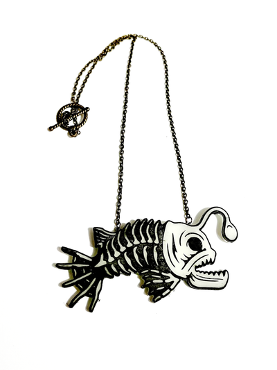 Skeleton Angler Fish Glow-in-the-Dark - Necklace by Sweet Siren Designs - PRE-ORDER