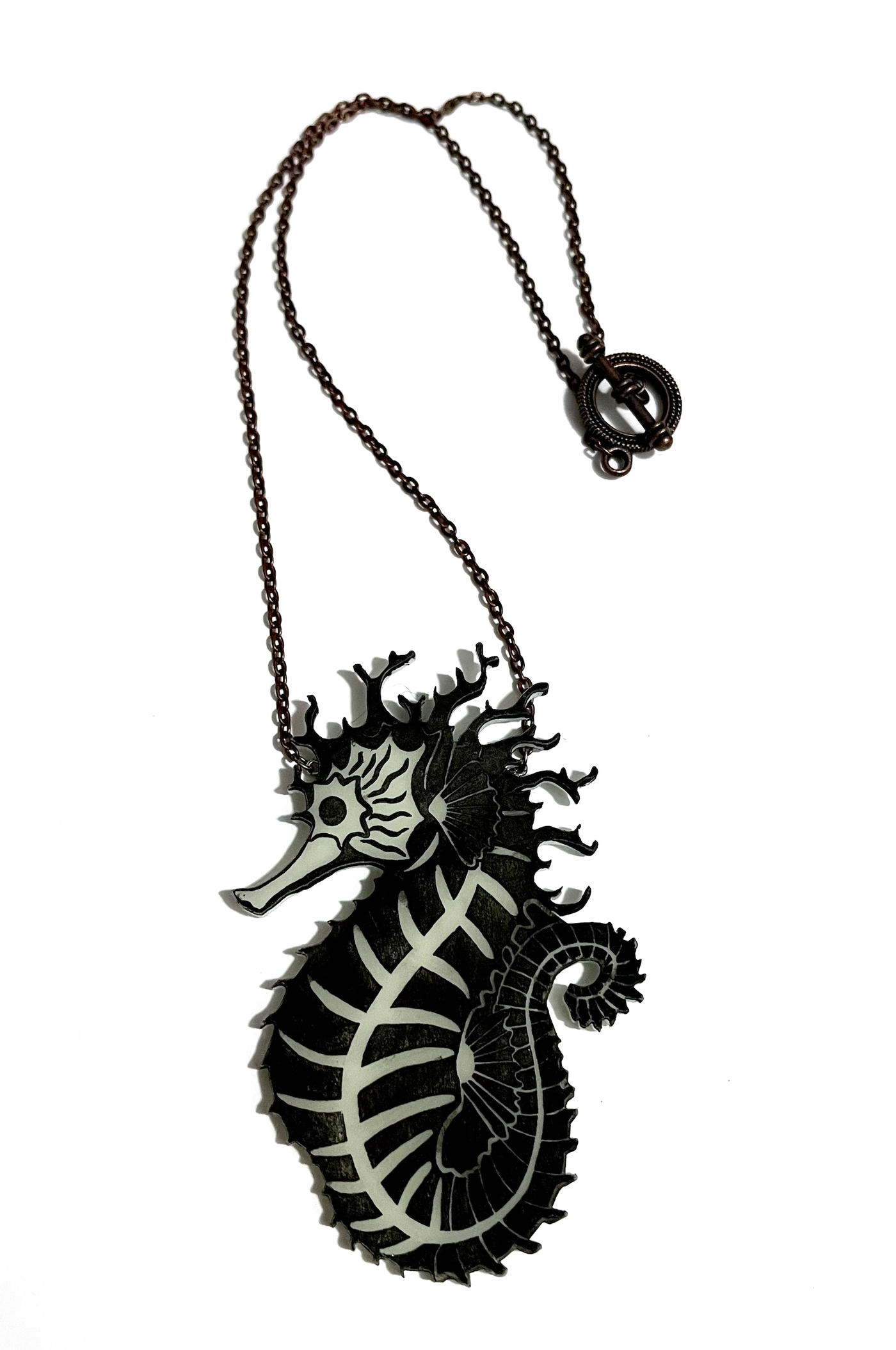 Skeleton Seahorse Glow-in-the-Dark - Necklace by Sweet Siren Designs - PRE-ORDER