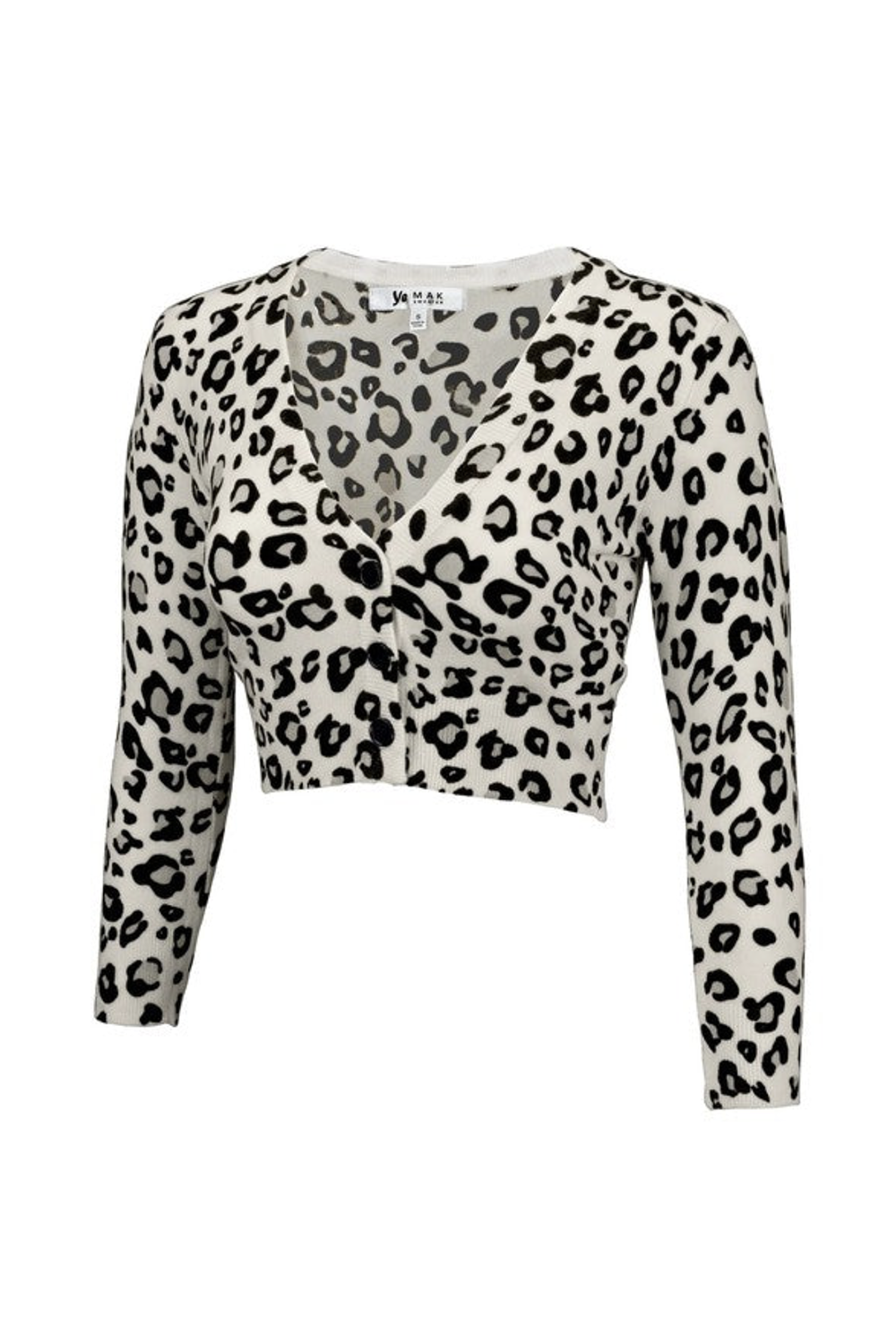 Mak Cropped Bolero Leopard Print Sweater Cardigan
