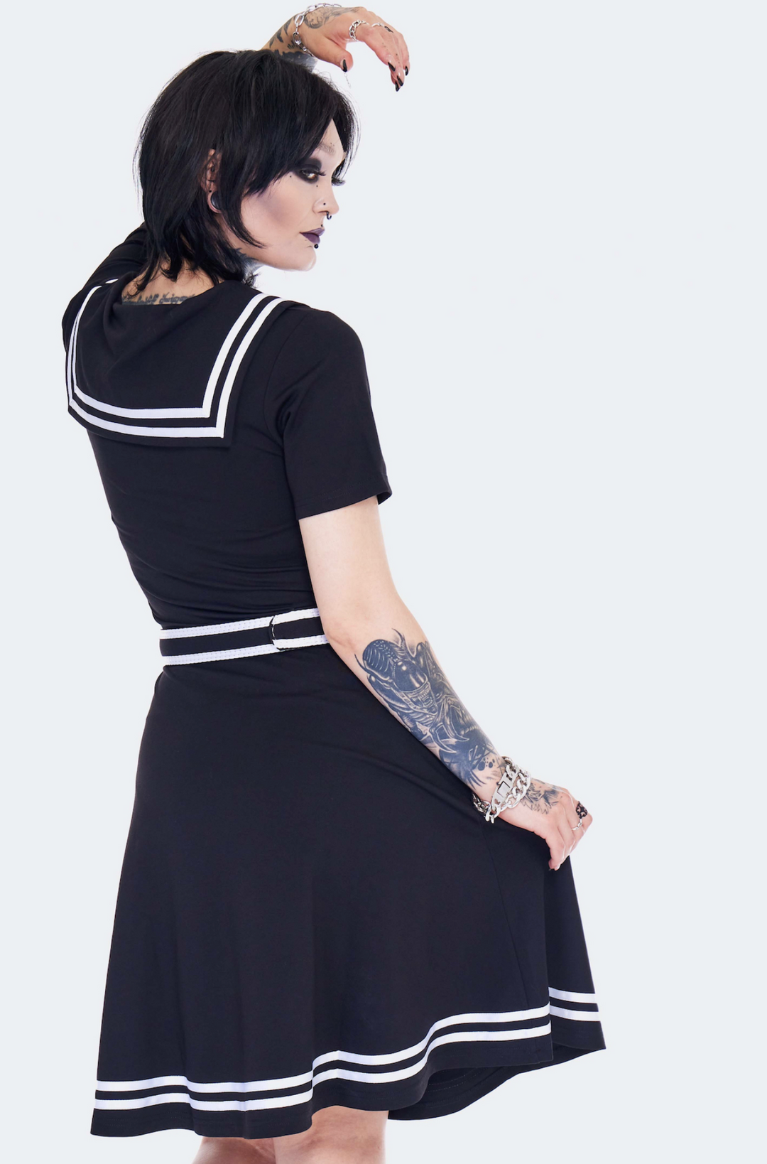 Spooky Sailor Babe Dress With Skull Bow