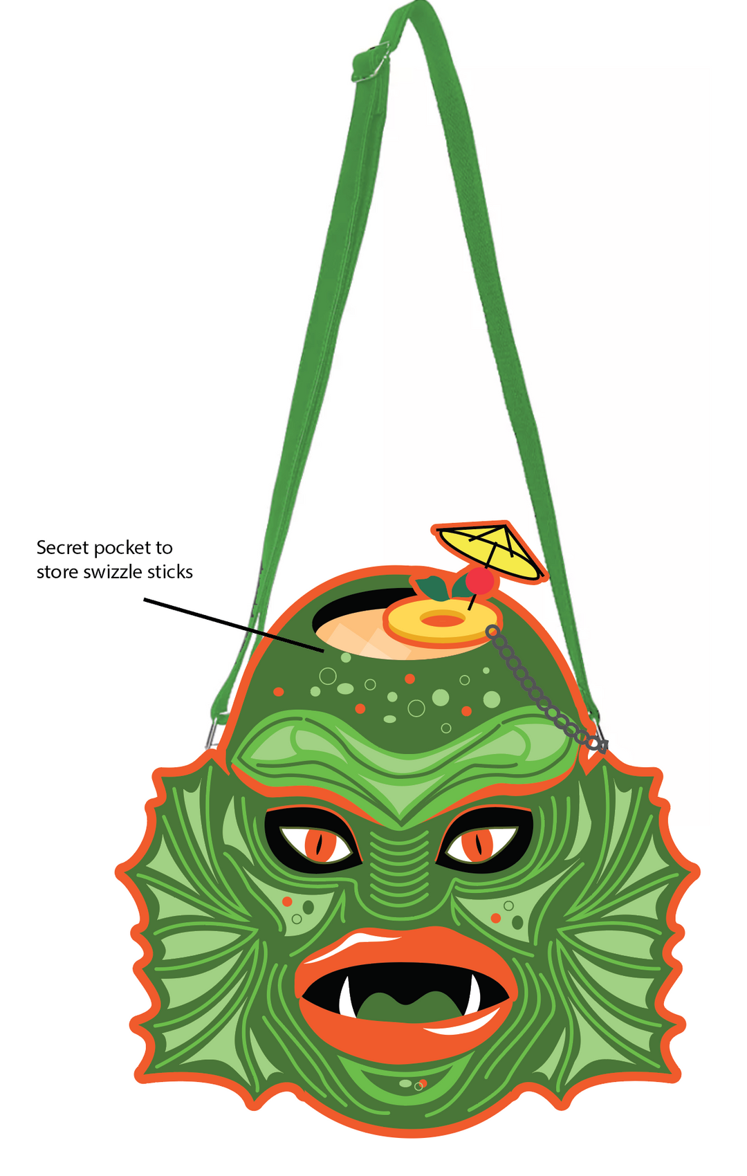 Swamp Creature Tiki Mug Purse/Backpack with Swizzle Stick Pocket - PRE-ORDER