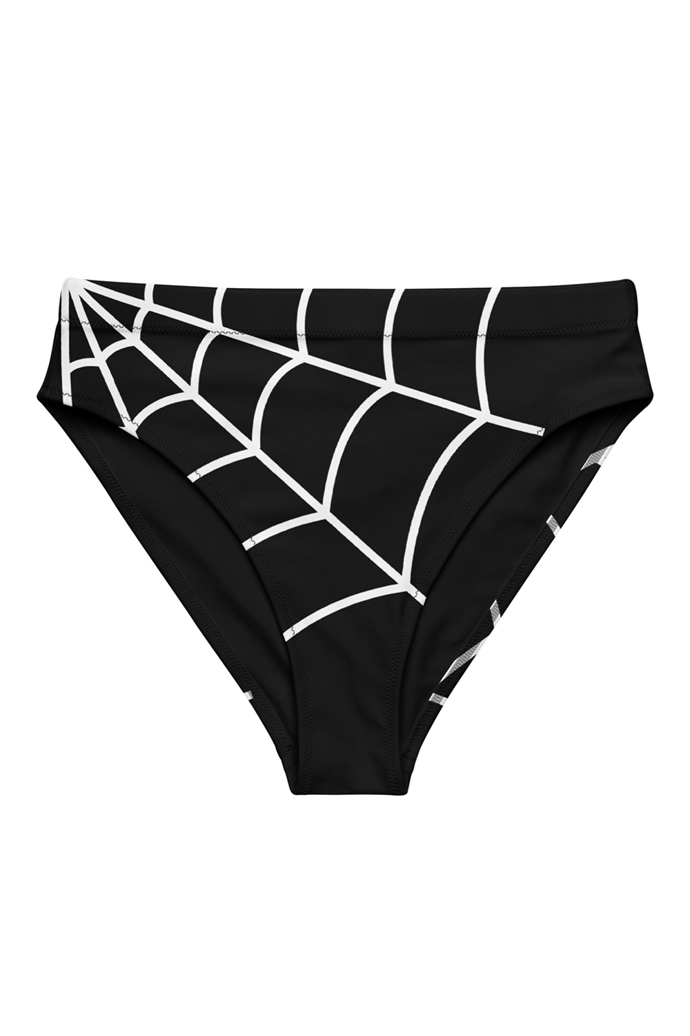 Cobweb Cutie Recycled high-waisted bikini bottom with spiderweb print