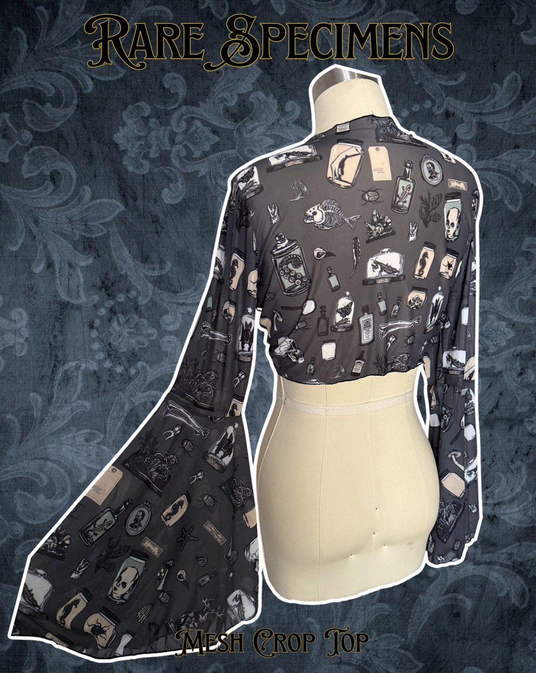 Rare Specimens See Thru Mesh Tie Crop Top - PRE-ORDER