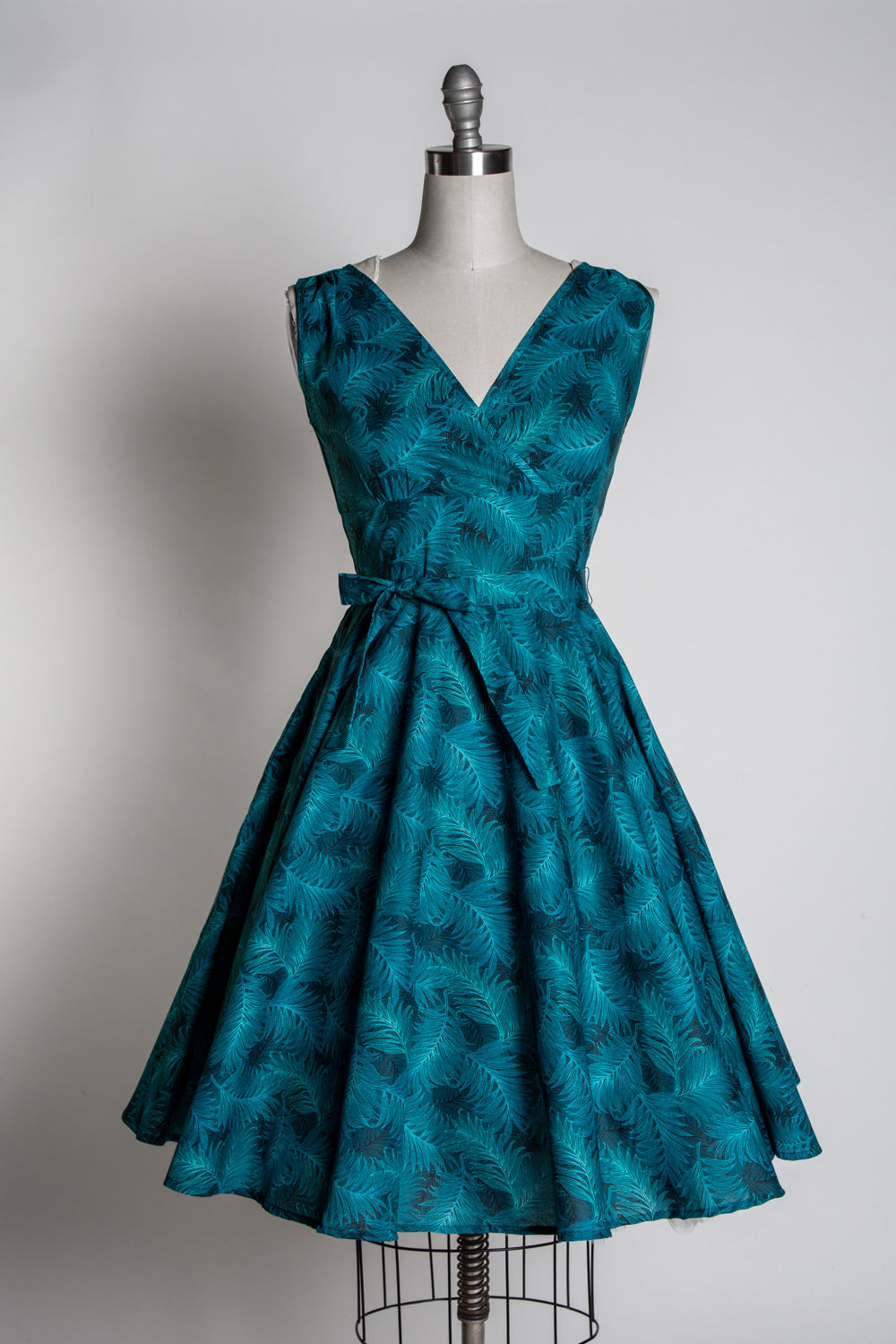 Serena Swing Dress- Teal Ferns