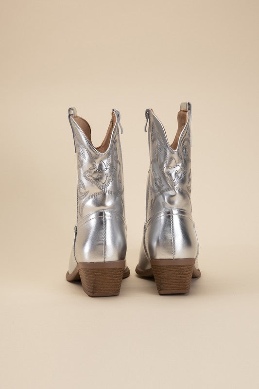 WILLA Metallic Western Booties