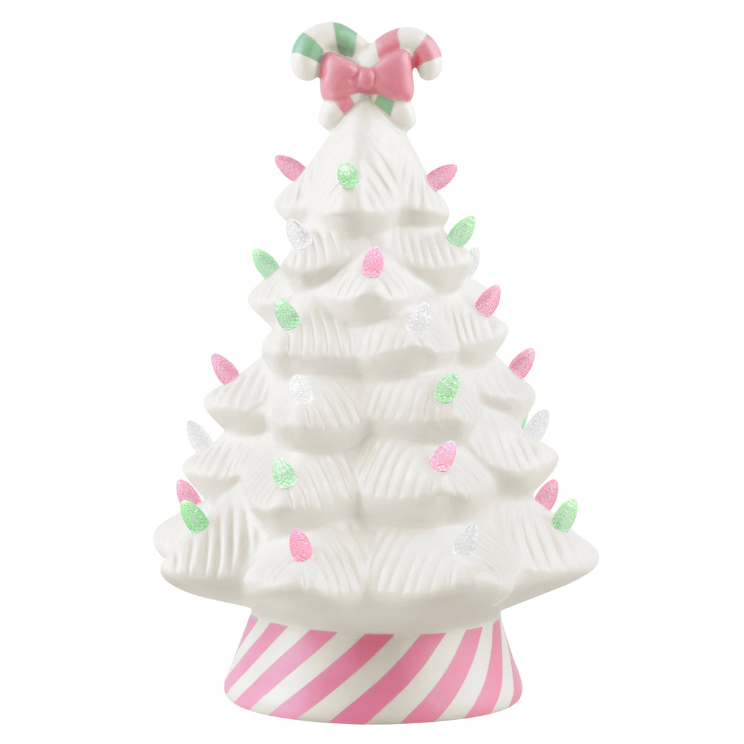 Candyland Inspired Light Up Candy Cane Ceramic Christmas Tree