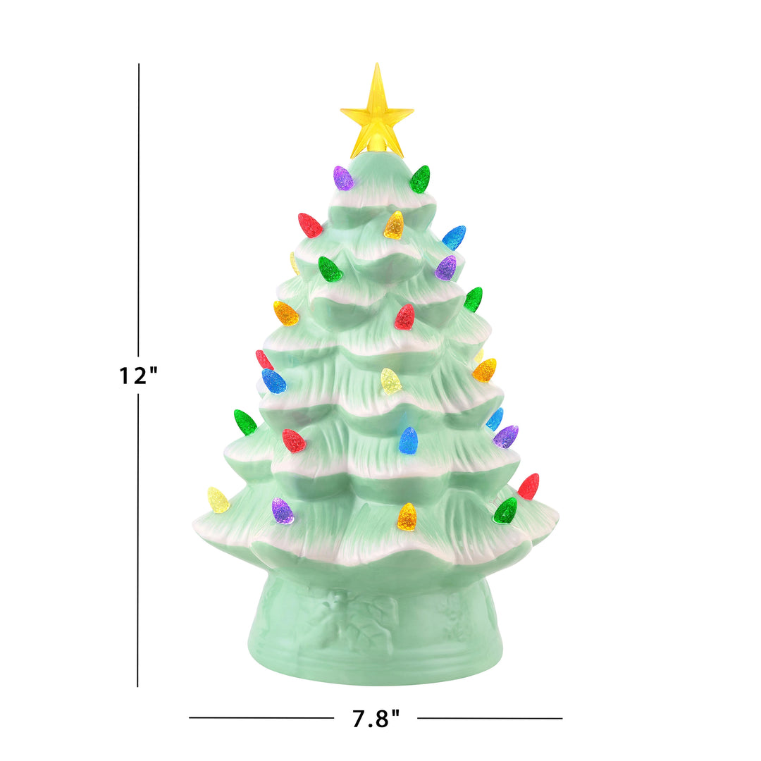 Seafoam Green Light Up Ceramic Christmas Tree