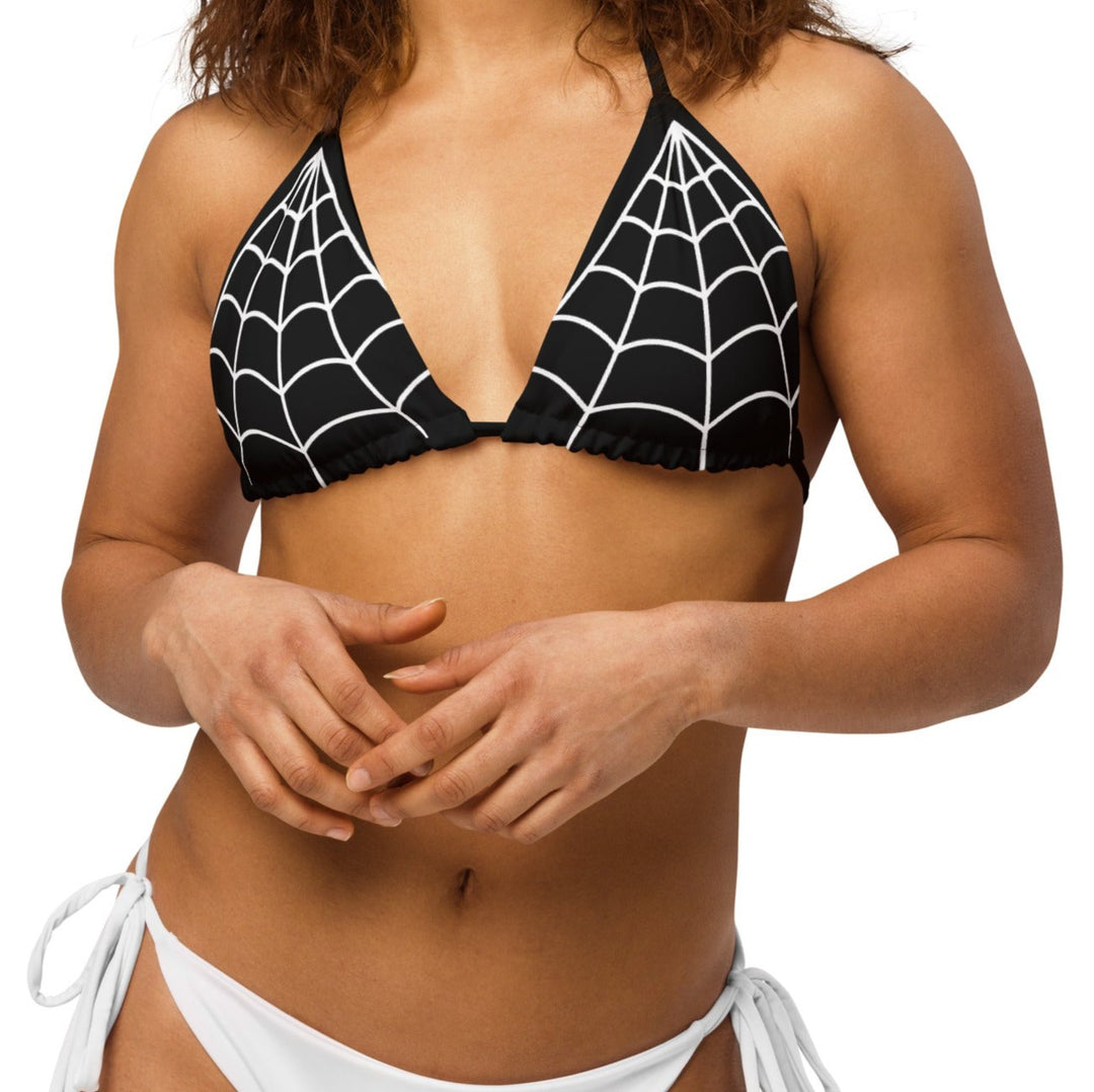 Spiderweb Print Bikini Top