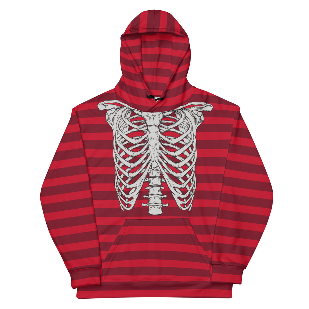 Merry Hexmas Skeleton Unisex Hoodie - Red Stripe