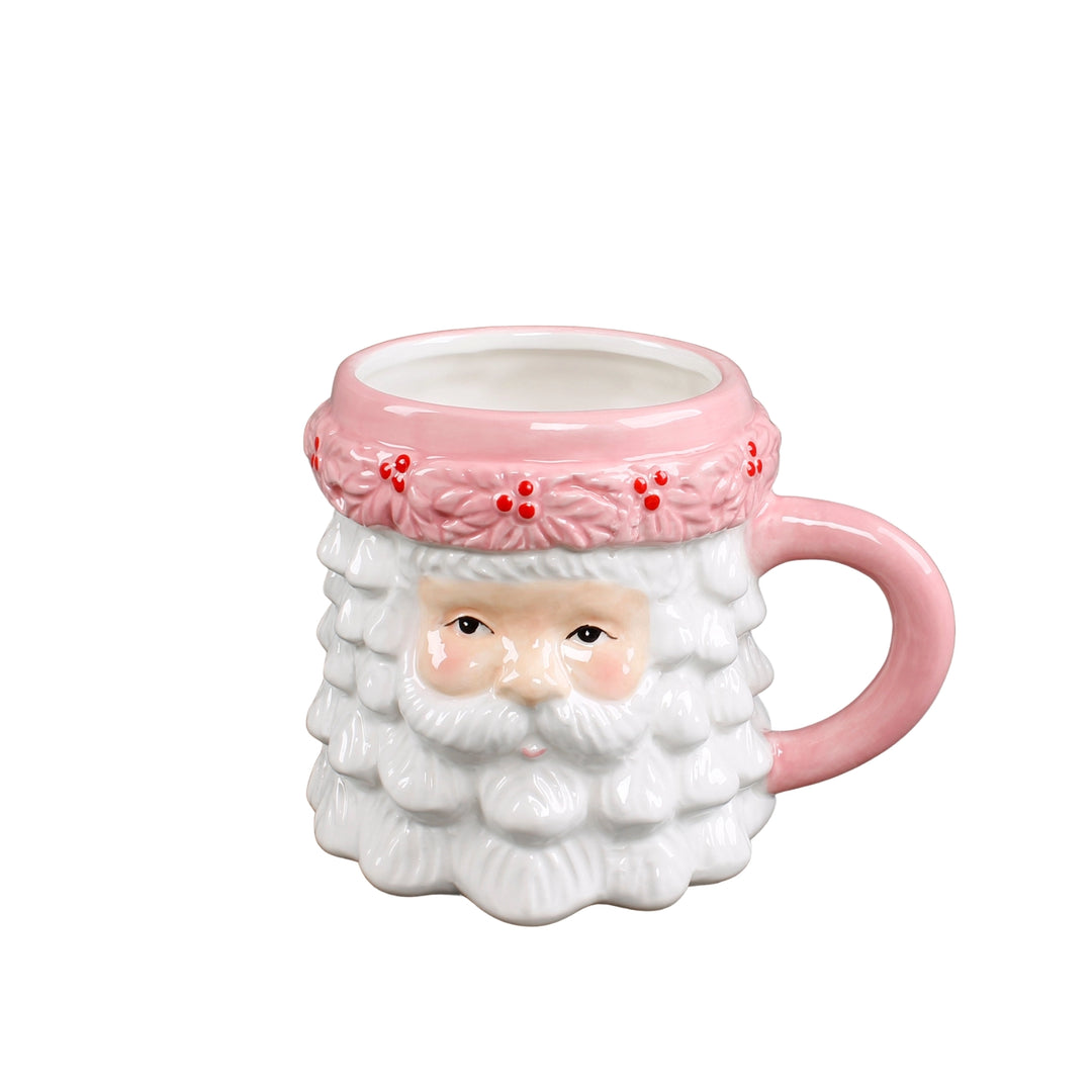 Pink Ceramic Santa Mug