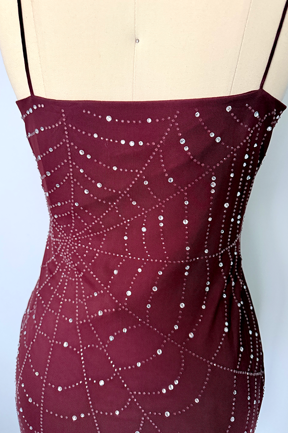 Sparkly Spiderweb Mesh Mini Dress with Rhinestones