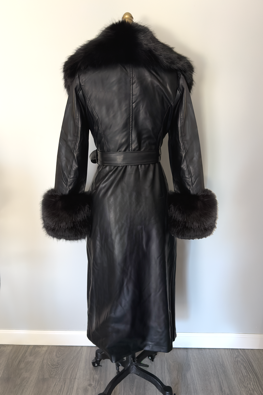 The Shelly Faux Fur Long Black Jacket
