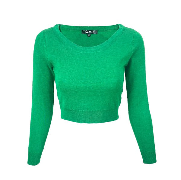 Green crop top sweater best sale