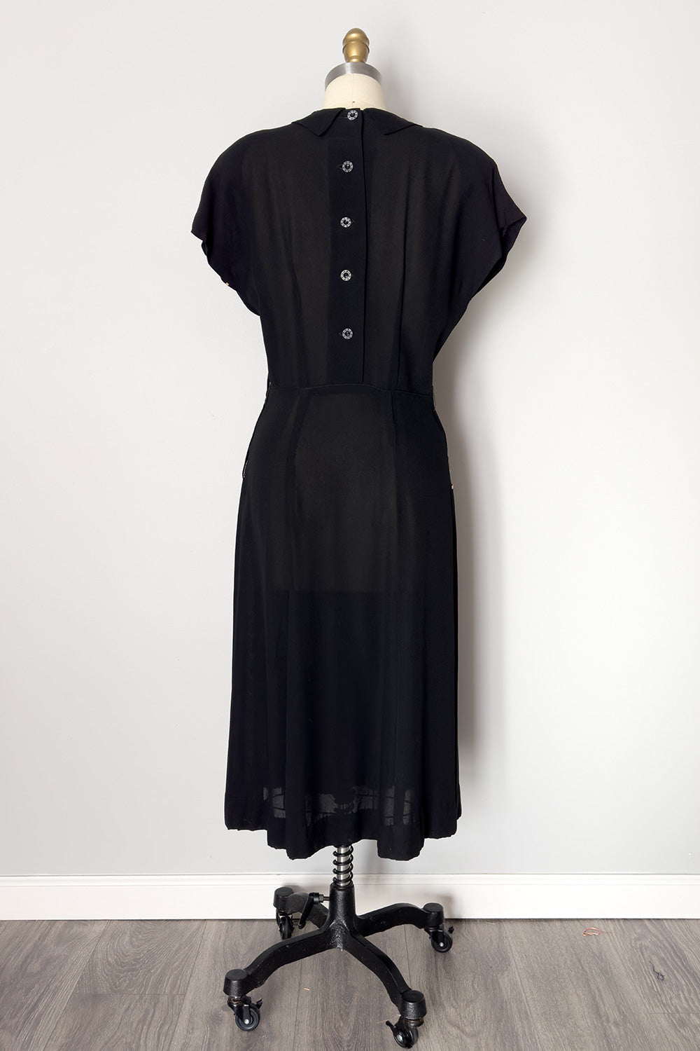 True Vintage 1930's Black Dress with Lace Pocket Details - FINAL SALE