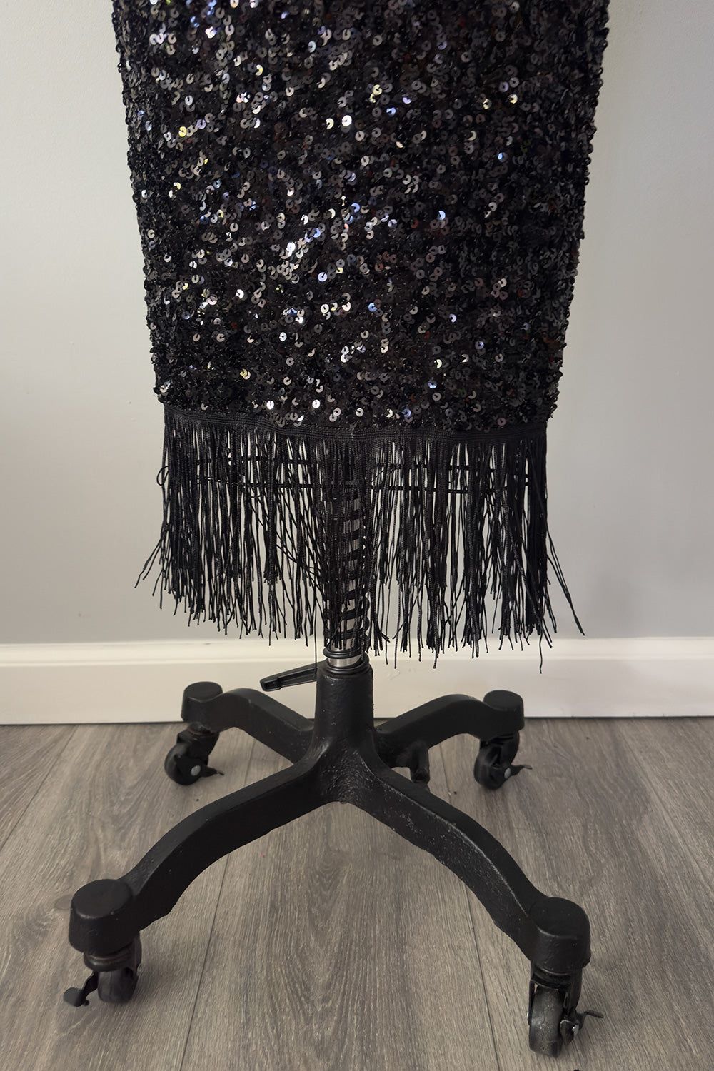 Holiday-A-GO-GO Sequin Dress with Fringe in Black