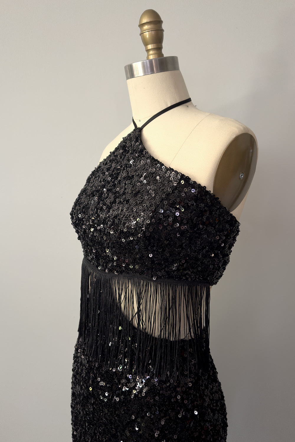 Holiday-A-GO-GO Sequin Dress with Fringe in Black