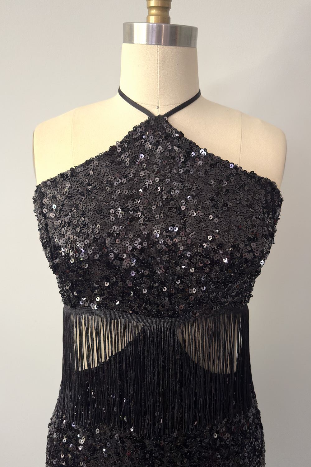 Holiday-A-GO-GO Sequin Dress with Fringe in Black