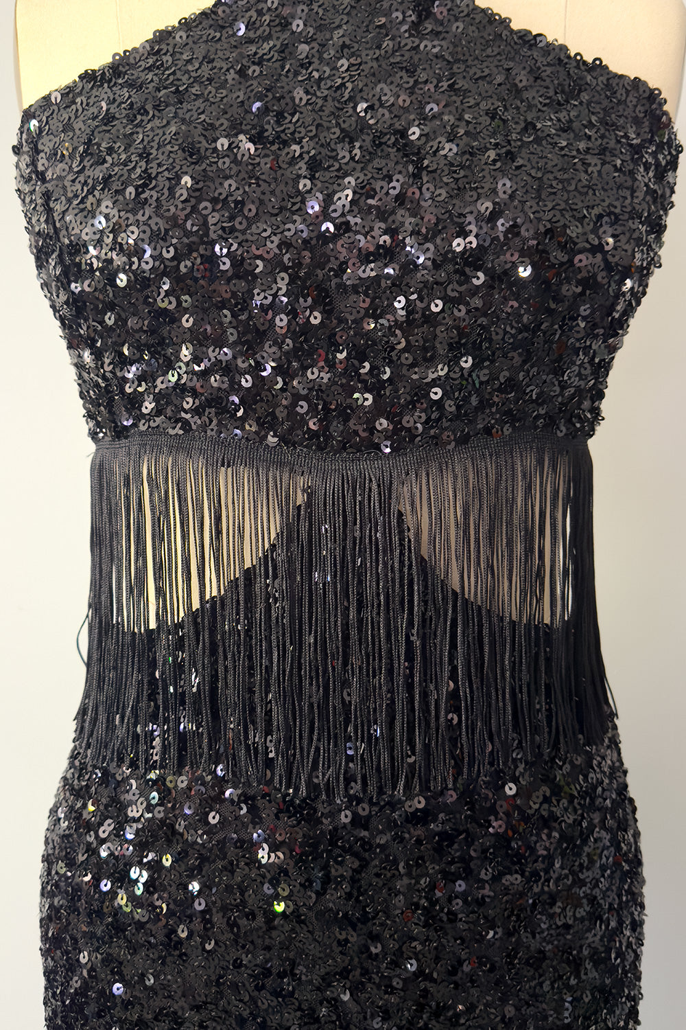 Holiday-A-GO-GO Sequin Dress with Fringe in Black