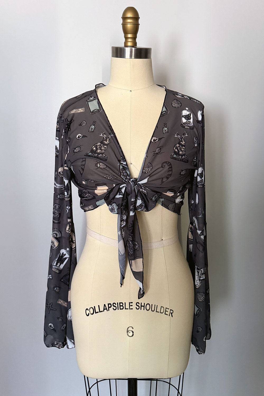 Rare Specimens See Thru Mesh Tie Crop Top - PRE-ORDER