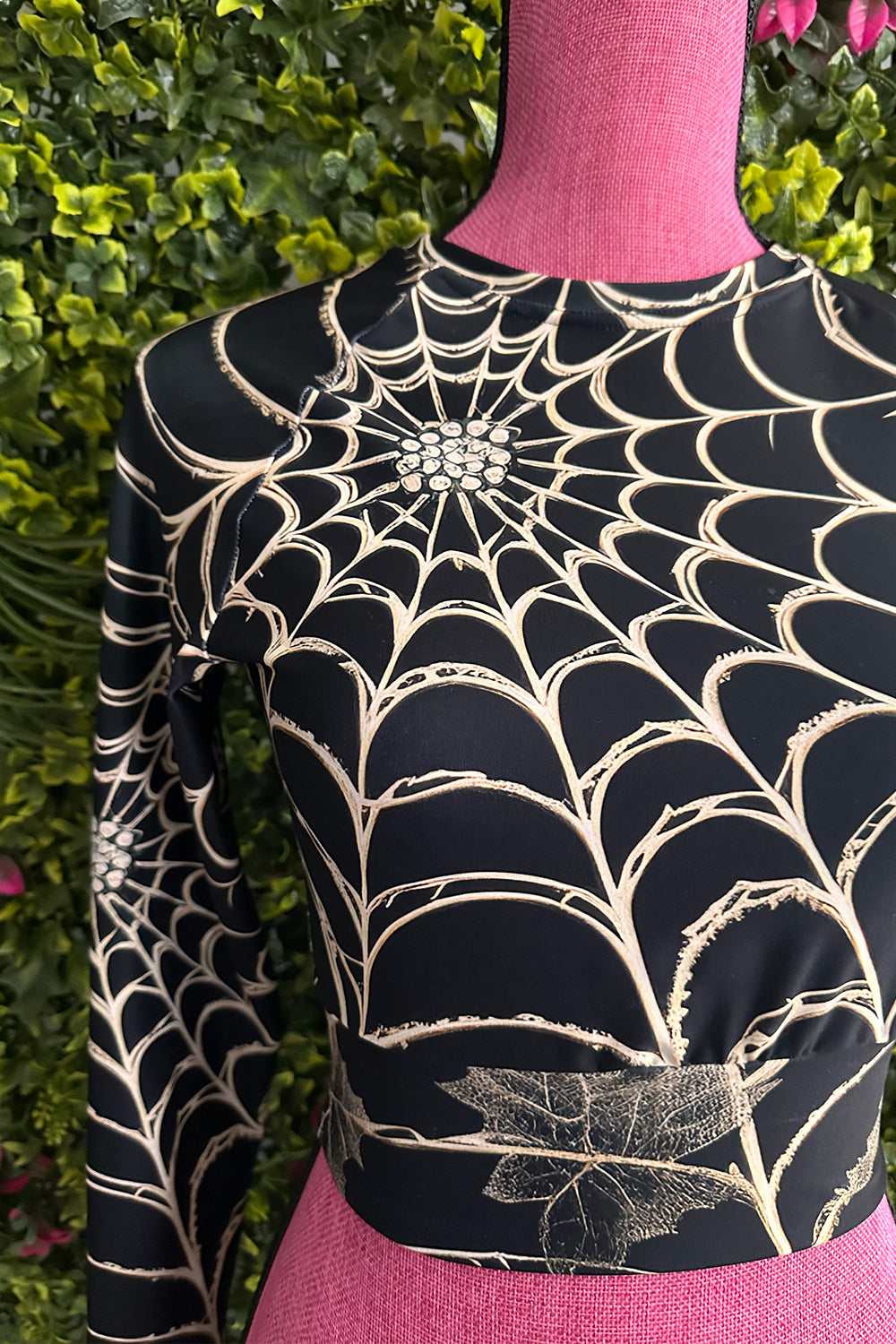 Vintage Webs Long Sleeve Crop Top