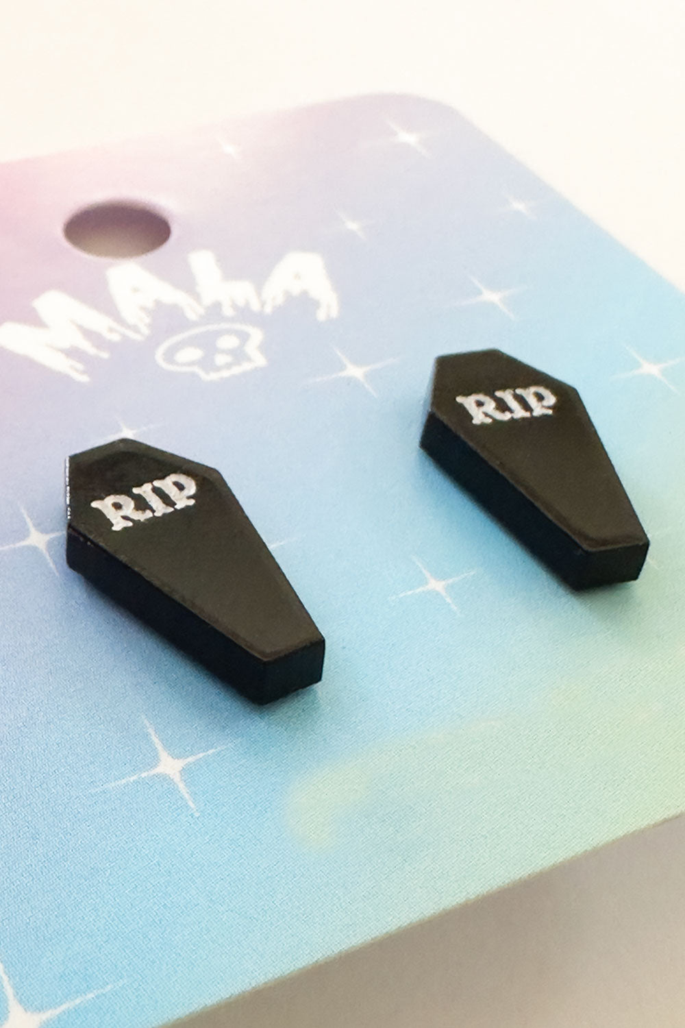 Black RIP Coffin Earrings