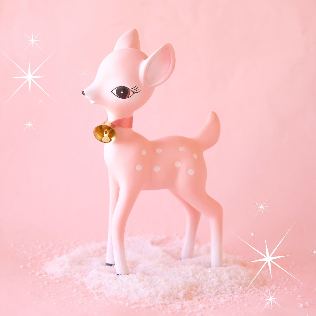 Holiday Retro Deer Figurine - Pink